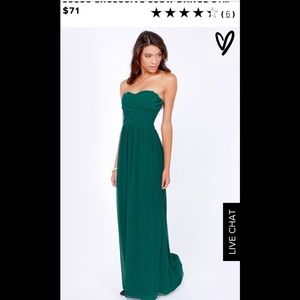 Strapless dark teal maxi dress from Lulus